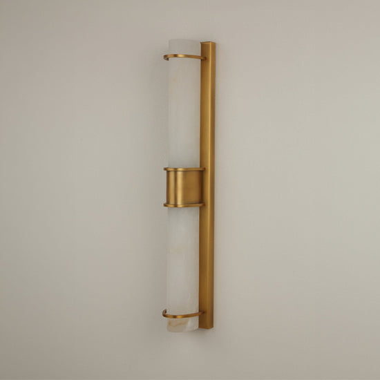 Averna LED Framed Alabaster Wall Light - Brushed Brass