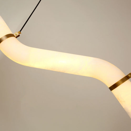 Zareon LED Medium Stepped Alabaster Chandelier - Brushed Brass