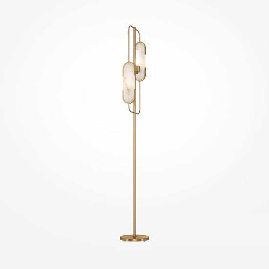 Marmo 2 Light Alabaster Floor Lamp - Brass