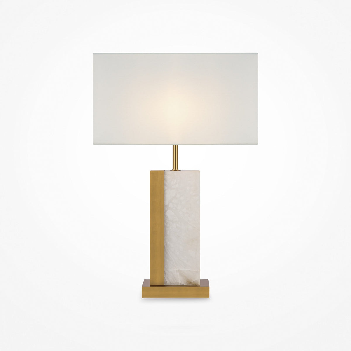 Bianco Alabaster Table Lamp - Brass & White Rectangular Shade
