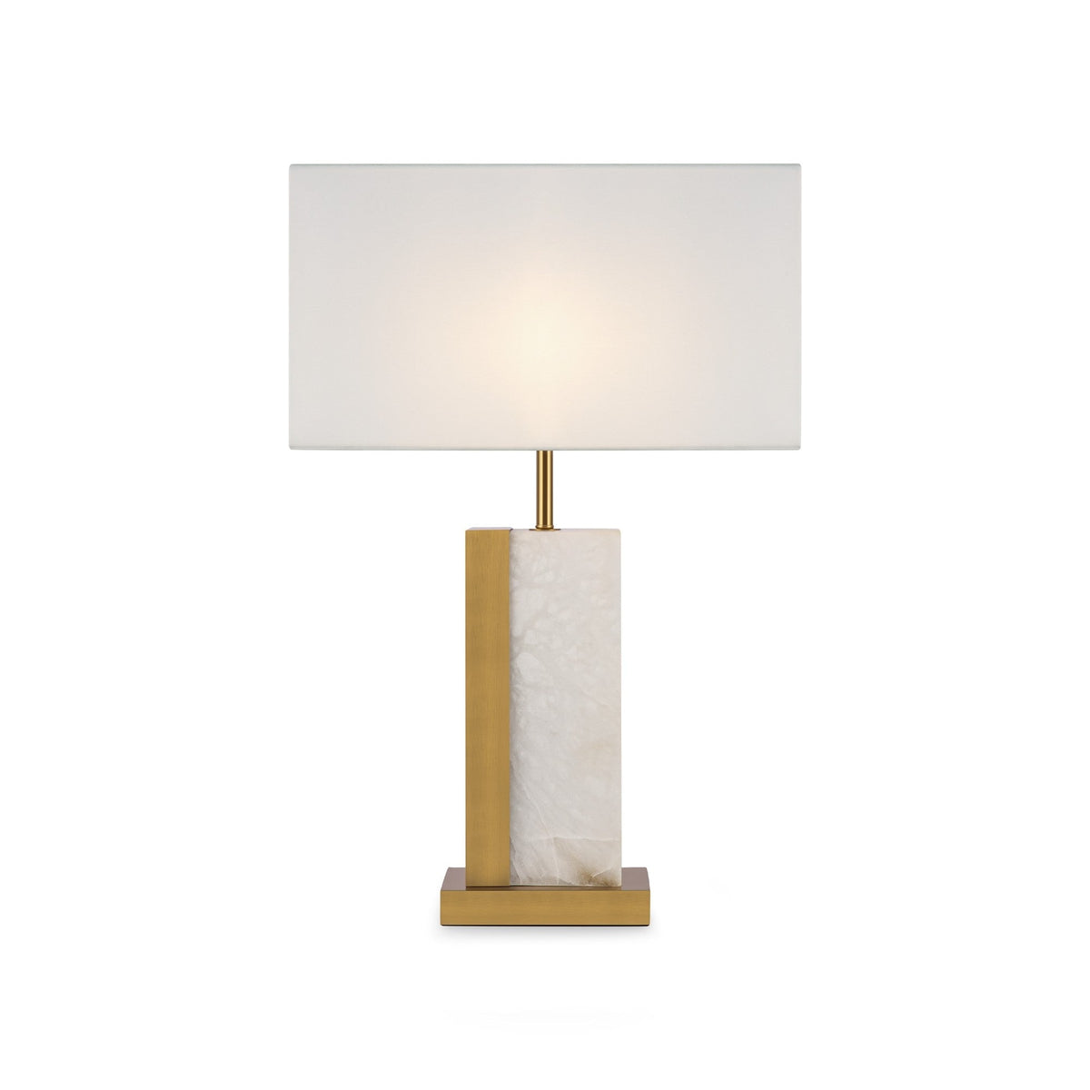 Bianco Alabaster Table Lamp - Brass & White Rectangular Shade