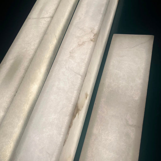 Valmera LED Slim Vertical Alabaster Wall Light - Small Soft White