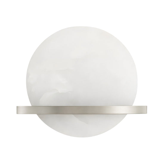 Caldris LED Circular Alabaster Wall Light - Satin Nickel