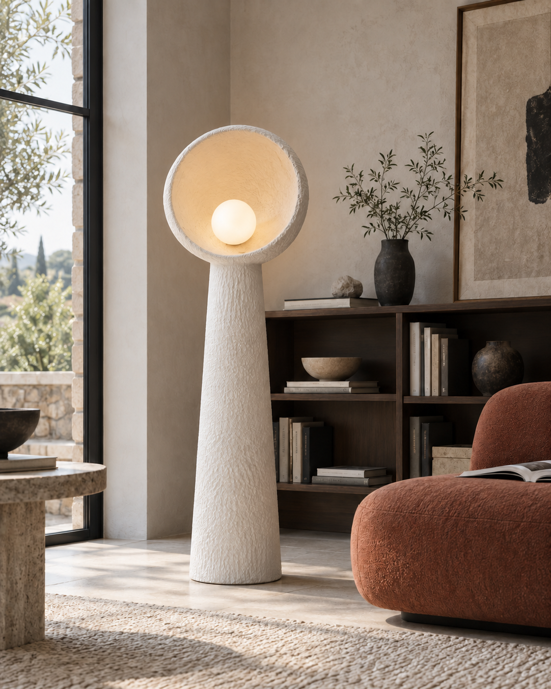 Dalisa Textured Resin Dish Floor Lamp