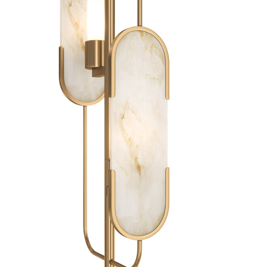 Marmo 2 Light Alabaster Floor Lamp - Brass