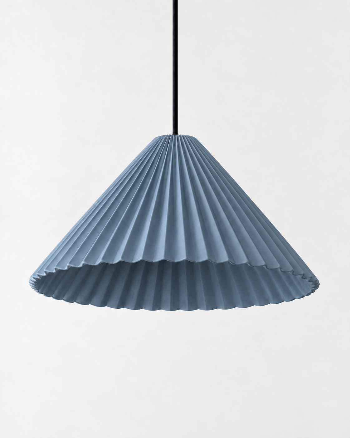 Linessa Pleated Resin Pendant Light — white background product view; AI-generated illustration; 210 blue