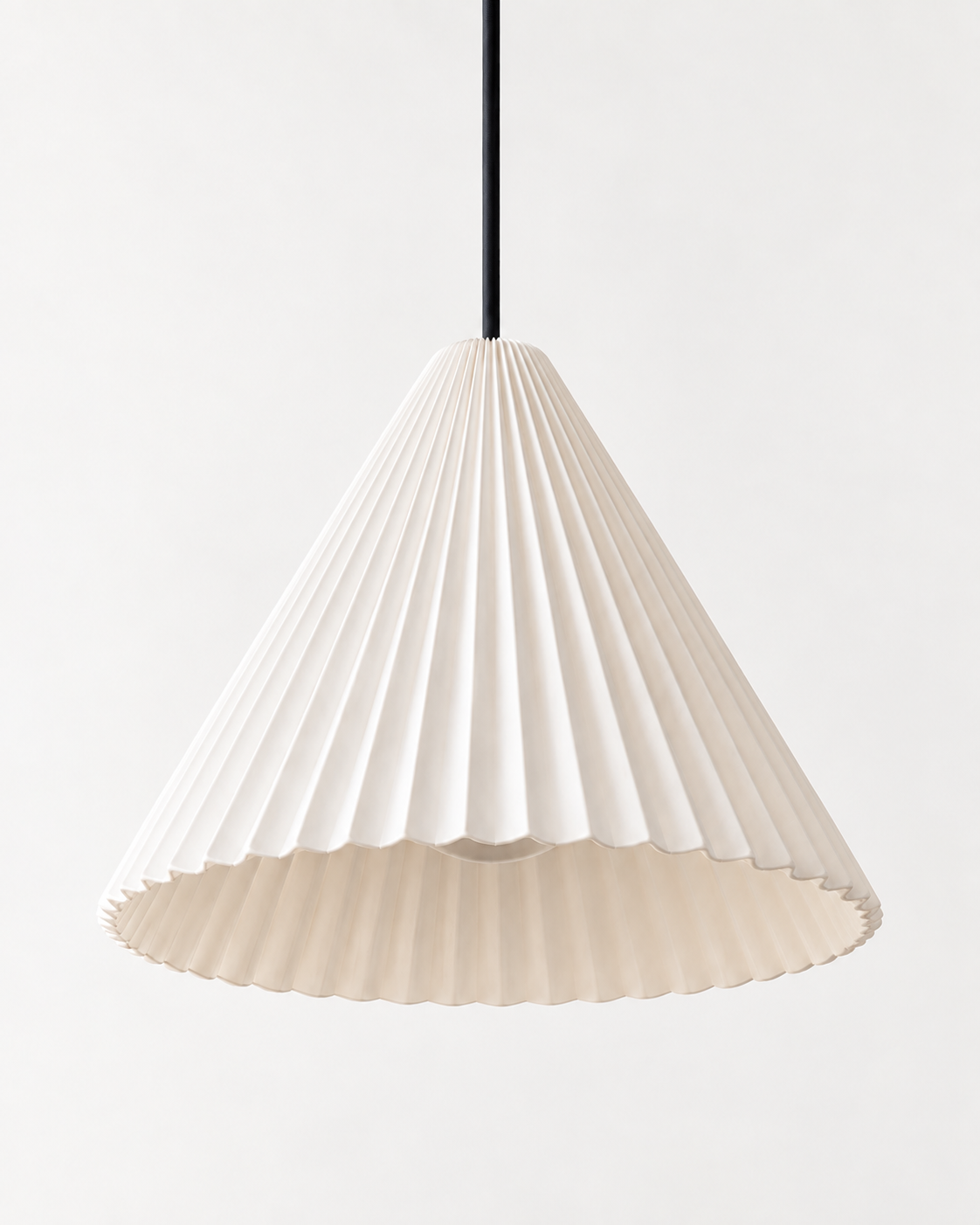 Linessa Pleated Resin Pendant Light — white background product view; AI-generated illustration; 320 white
