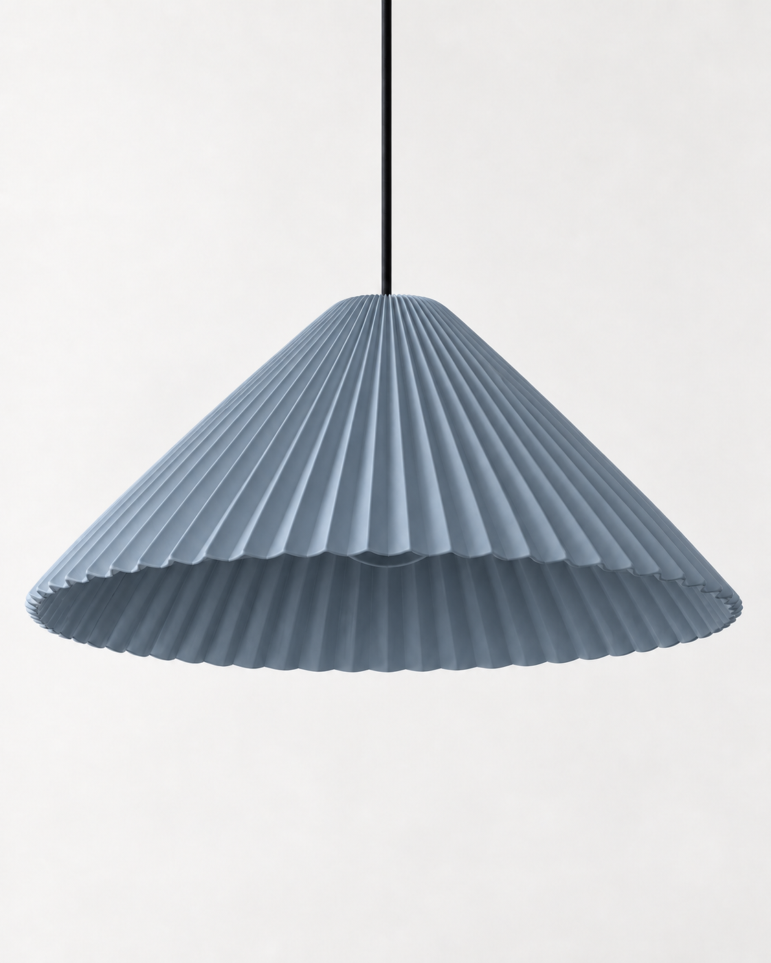 Linessa Pleated Resin Pendant Light — white background product view; AI-generated illustration; 410 blue
