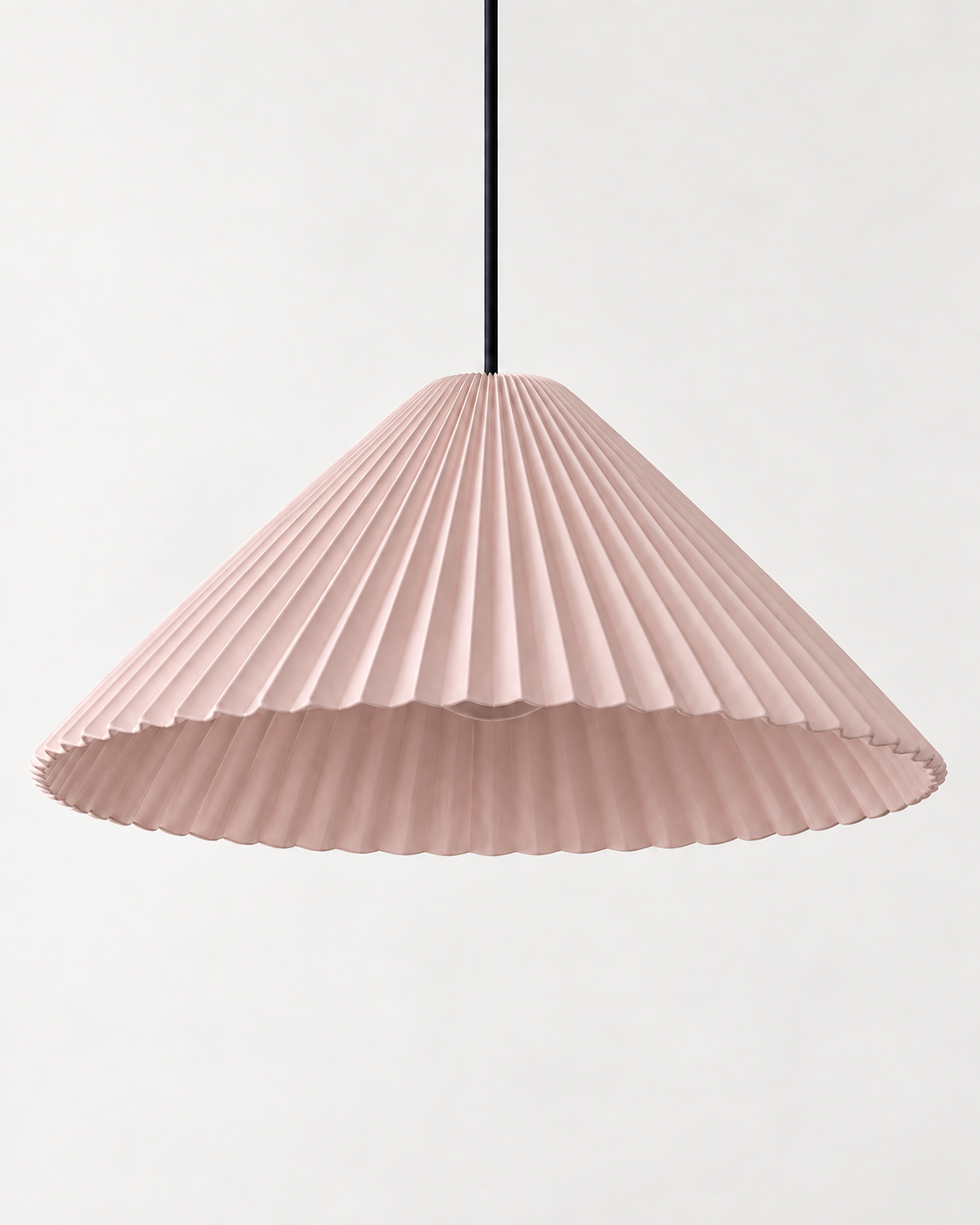 Linessa Pleated Resin Pendant Light — white background product view; AI-generated illustration; 410 pink