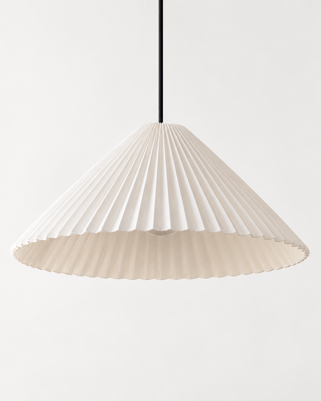 Linessa Pleated Resin Pendant Light — white background product view; AI-generated illustration; 410 white