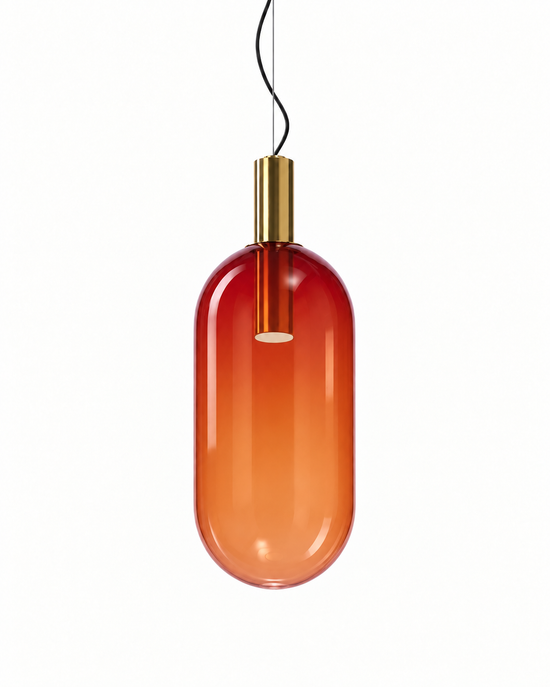 Elino Capsule — white background product view, red; AI-generated illustration