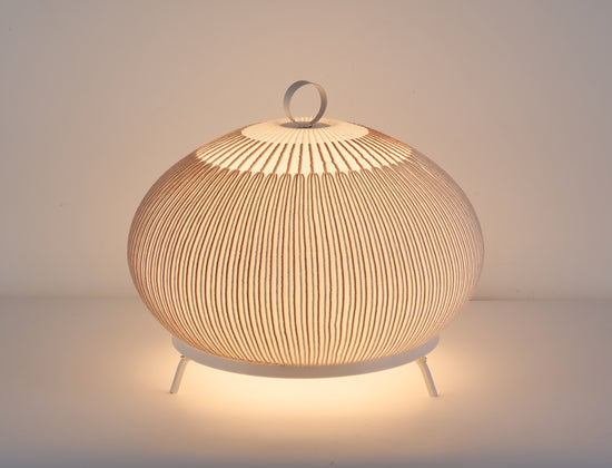 MOPOCE Pleat Low Table Lamp — illuminated product view