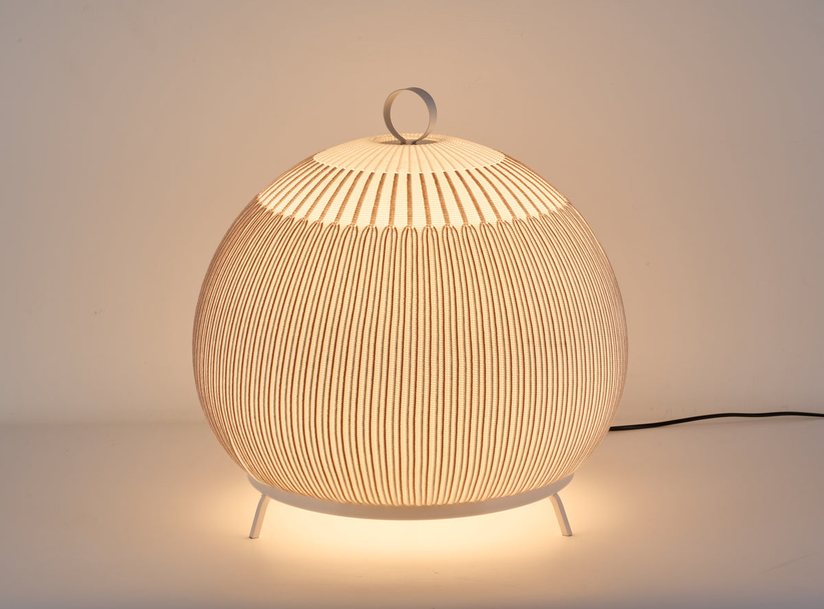 MOPOCE Pleat Round Table Lamp — illuminated product view