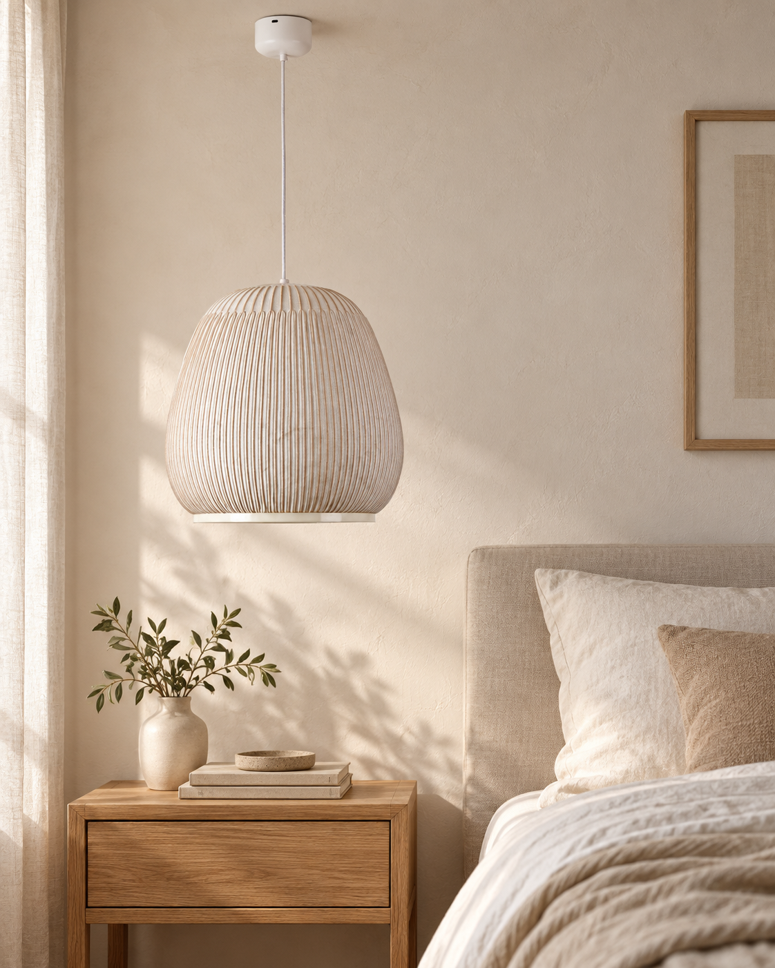 MOPOCE Pleat Tall Pendant — AI-generated room illustration
