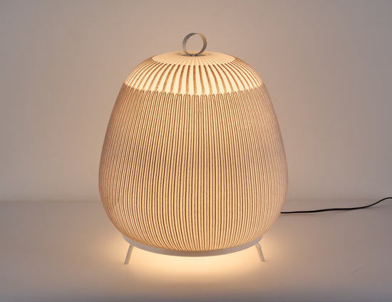 MOPOCE Pleat Tall Table Lamp — illuminated product view