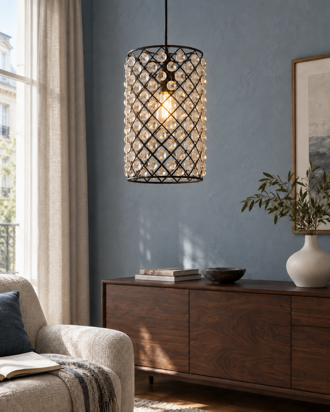 Renira Crystal Lattice Pendant Light