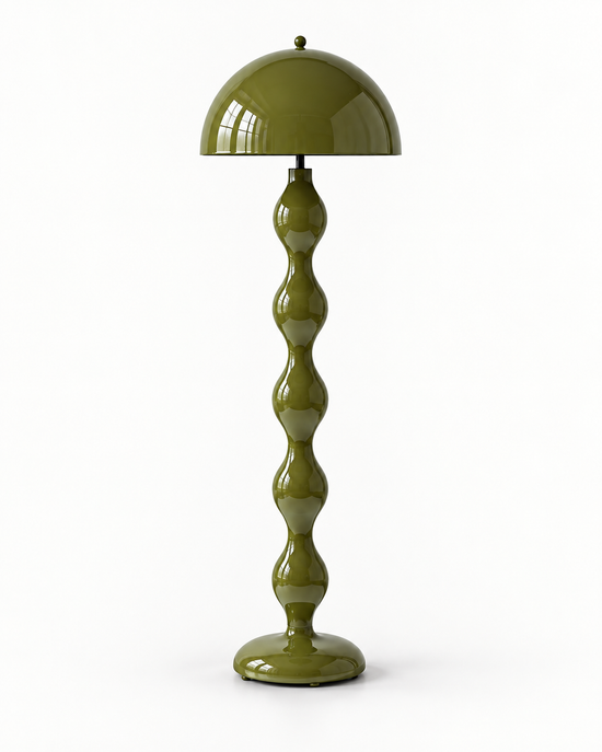 Oroessa Sculptural Resin Floor Lamp — white background product view; AI-generated illustration; green