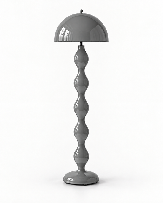 Oroessa Sculptural Resin Floor Lamp — white background product view; AI-generated illustration; grey
