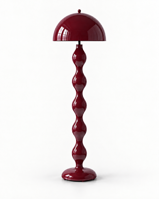 Oroessa Sculptural Resin Floor Lamp — white background product view; AI-generated illustration; red