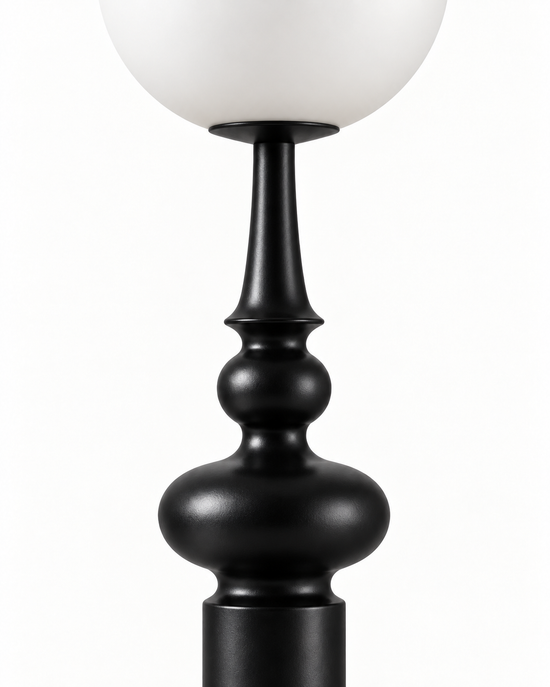 Palasa Sculptural Resin Table Lamp — AI-generated detail illustration; Black, 250 mm