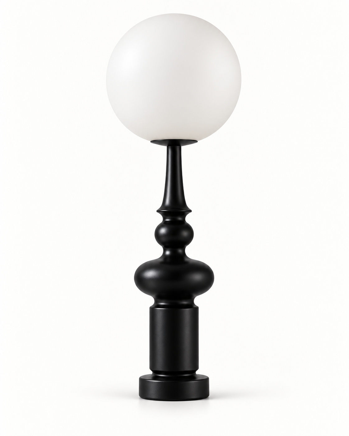 Palasa Sculptural Resin Table Lamp — white background product view; AI-generated illustration; Black, 250 mm