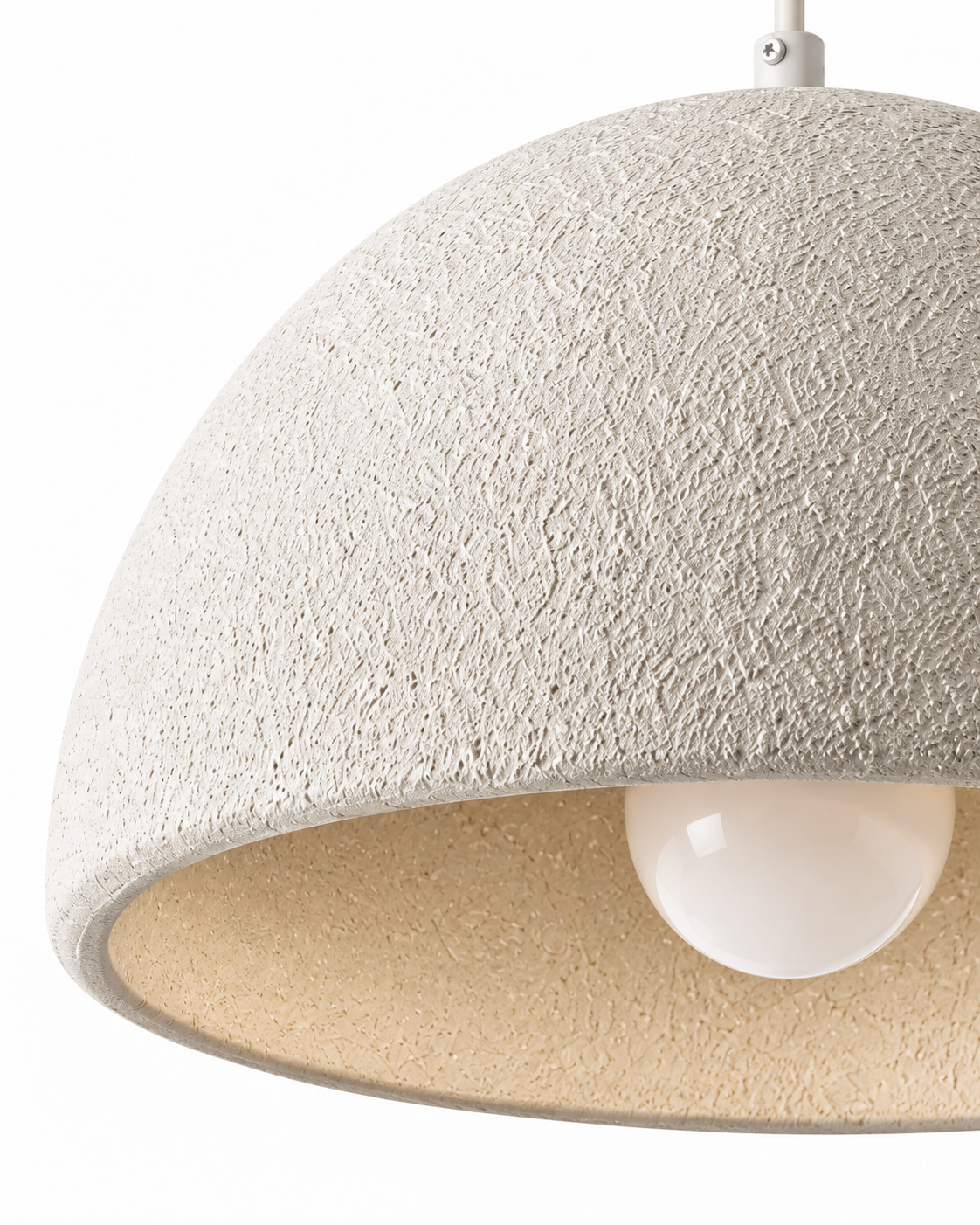 Senesta Textured Resin Dome Pendant Light — AI-generated detail illustration; White, 400 mm representative model