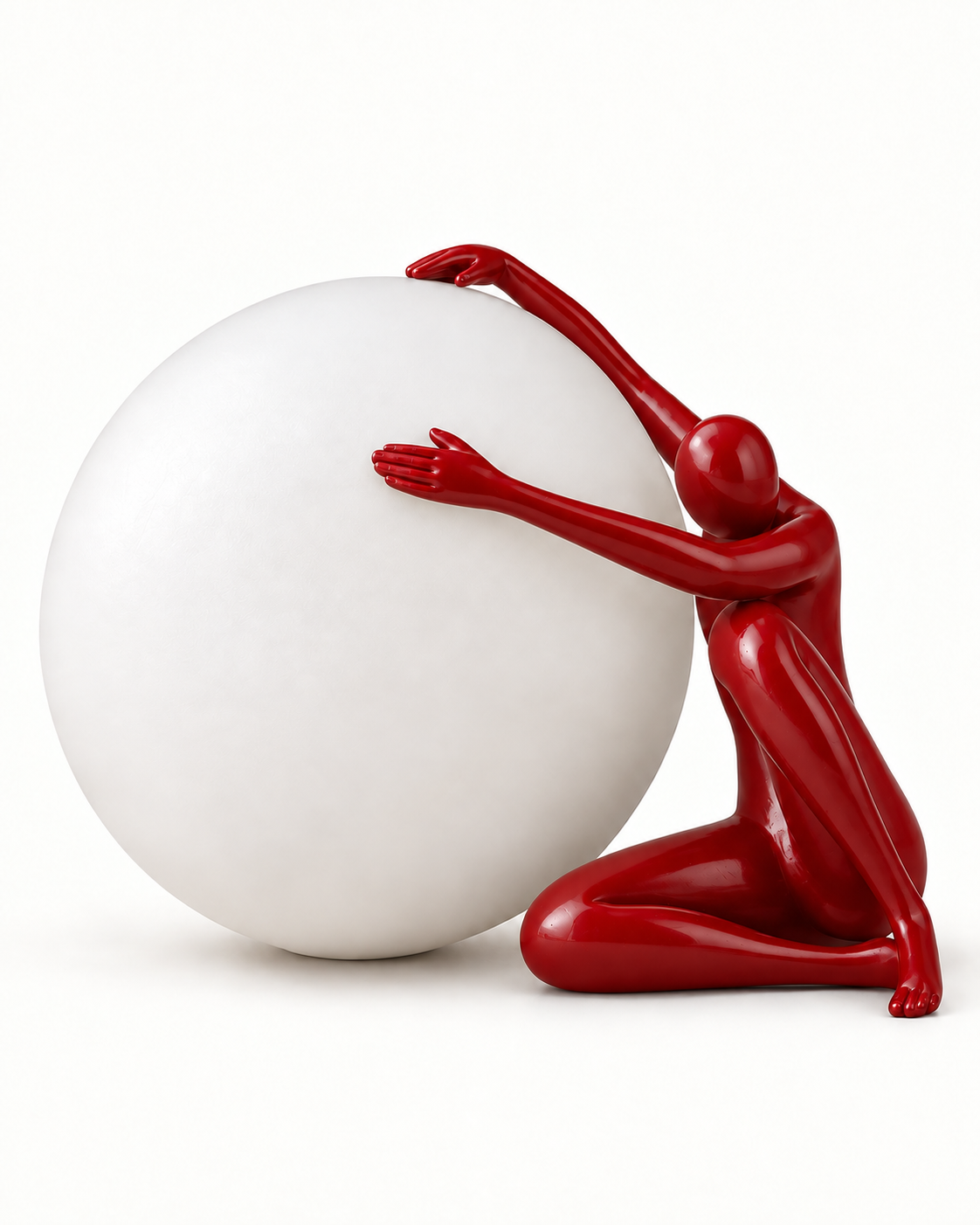 Soleno Embrace Sculptural Table Lamp — white background product view; AI-generated illustration; Red