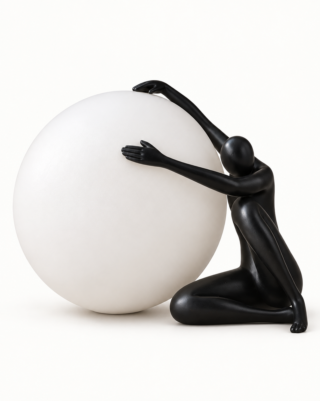 Soleno Embrace Sculptural Table Lamp — white background product view; AI-generated illustration; Black