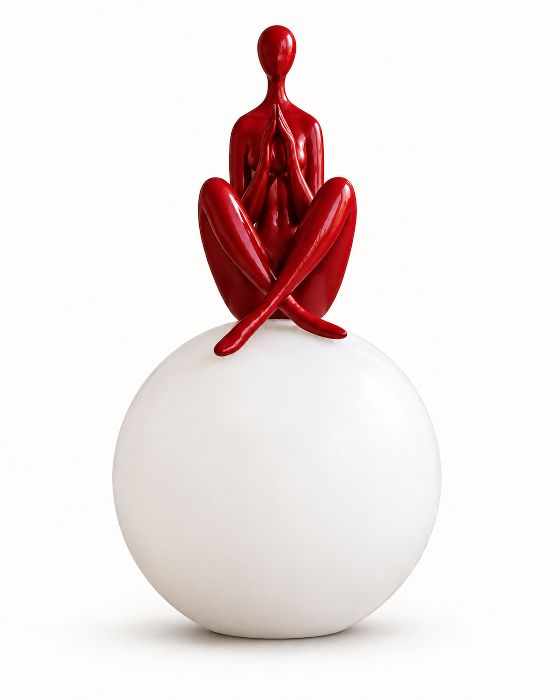 Soleno Meditation Sculptural Table Lamp — white background product view; AI-generated illustration; Red