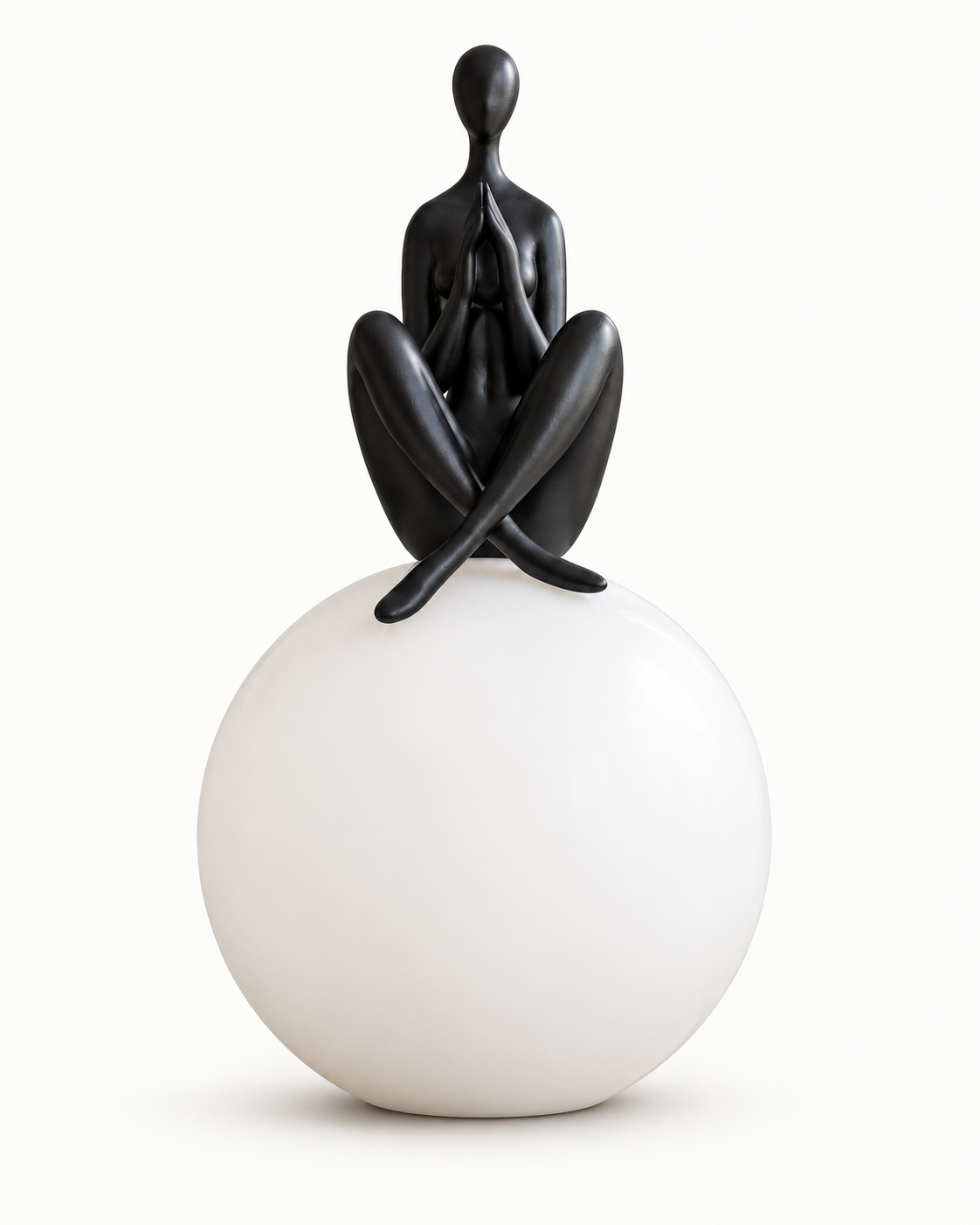 Soleno Meditation Sculptural Table Lamp — white background product view; AI-generated illustration; Black