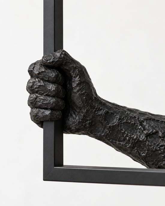 Talira Sculptural Floor Lamp — AI-generated resin and aluminium detail illustration