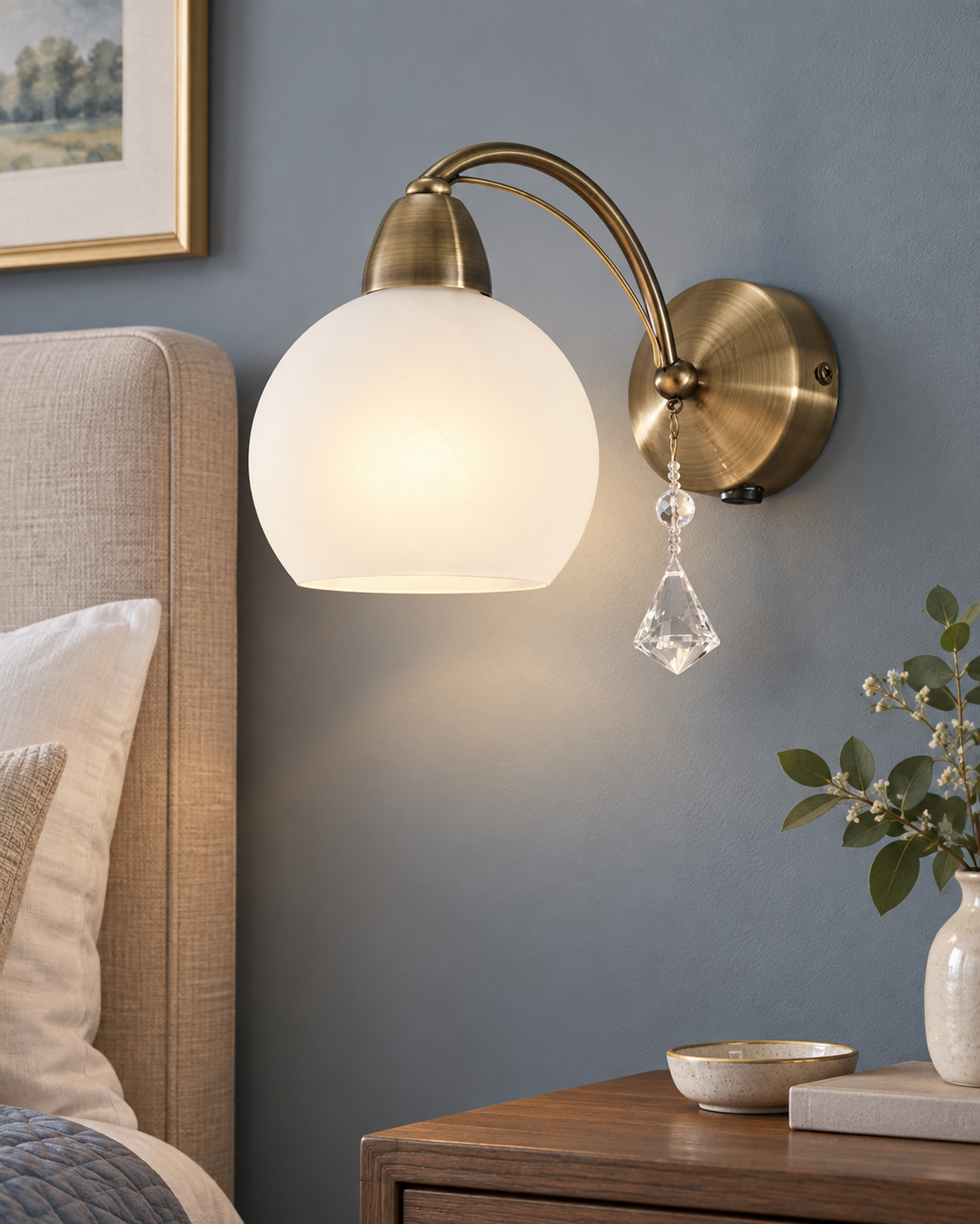 Thea Crystal Glass Wall Light