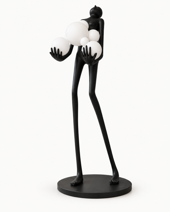 Varita Sculptural Resin Floor Lamp — white background product view; AI-generated illustration